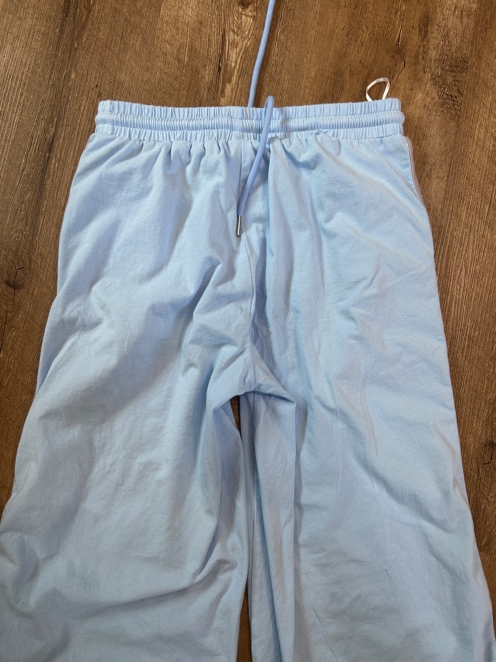 Light Blue Drawstring Wide-Leg Sweatpants - Picture 6 of 8